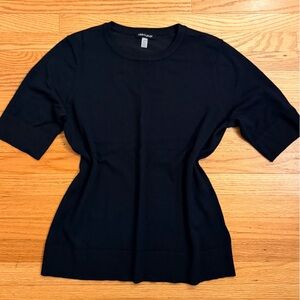 Cable & Gauge Women's Black Short Sleeve Sweater Top